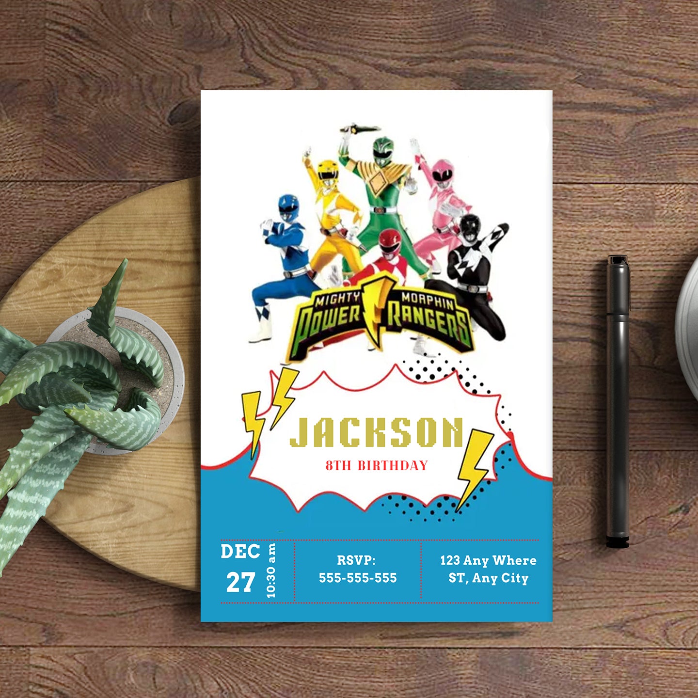 Mighty Morphin Power Rangers Birthday Invitations - CreativeRino