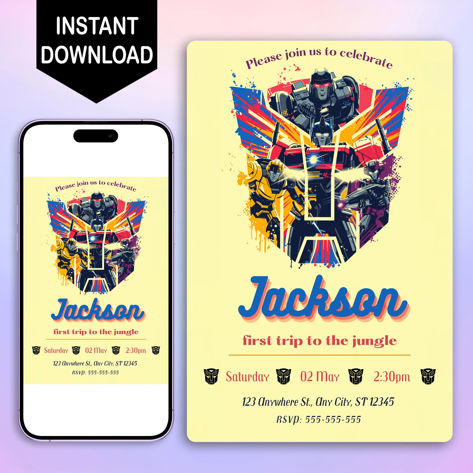 Transformers One Birthday Invitation Template - CreativeRino