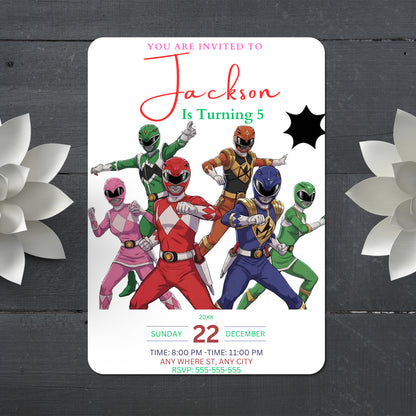 Mighty Morphin Power Rangers Invitations - CreativeRino