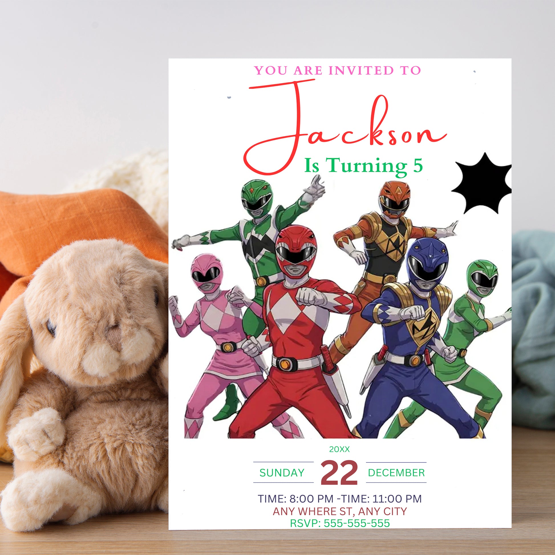Mighty Morphin Power Rangers Invitations - CreativeRino