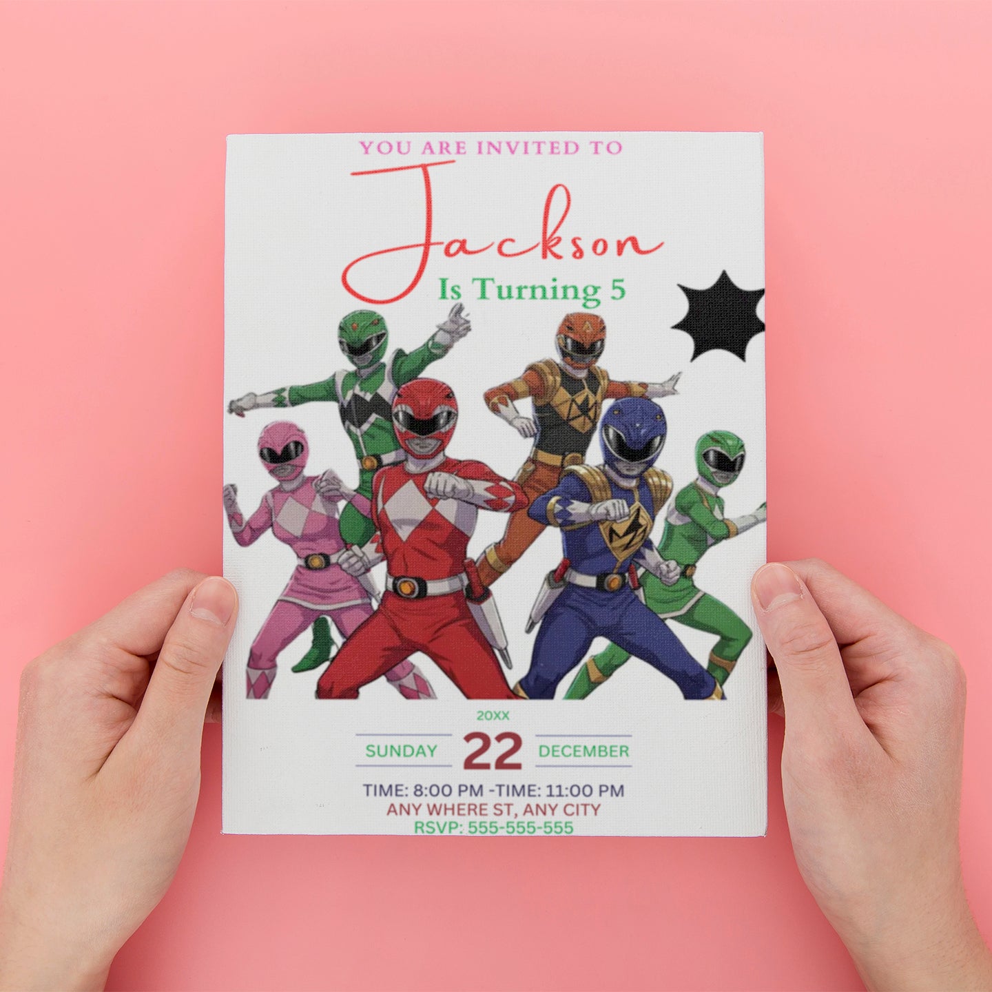 Mighty Morphin Power Rangers Invitations - CreativeRino