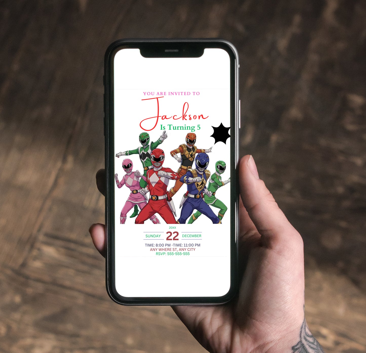 Mighty Morphin Power Rangers Invitations - CreativeRino