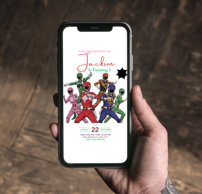 Mighty Morphin Power Rangers Invitations - CreativeRino