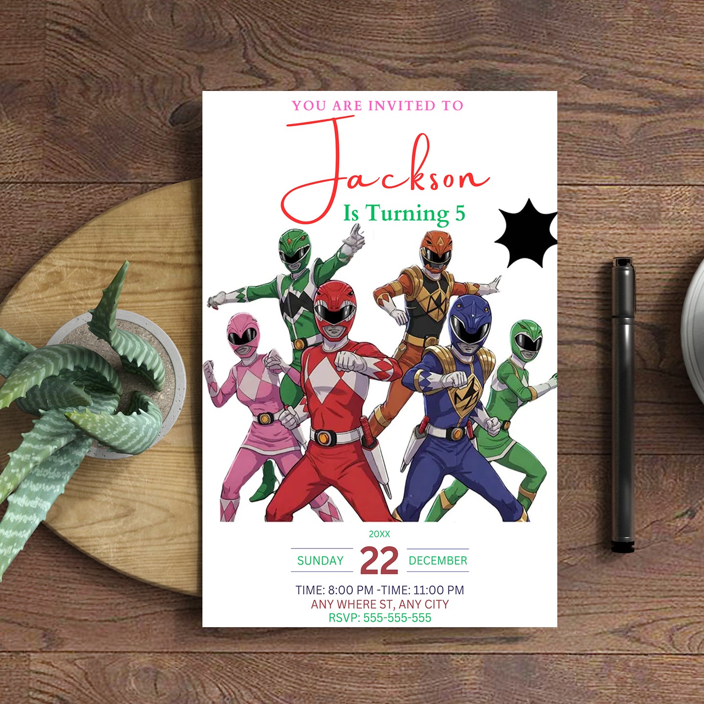 Mighty Morphin Power Rangers Invitations - CreativeRino