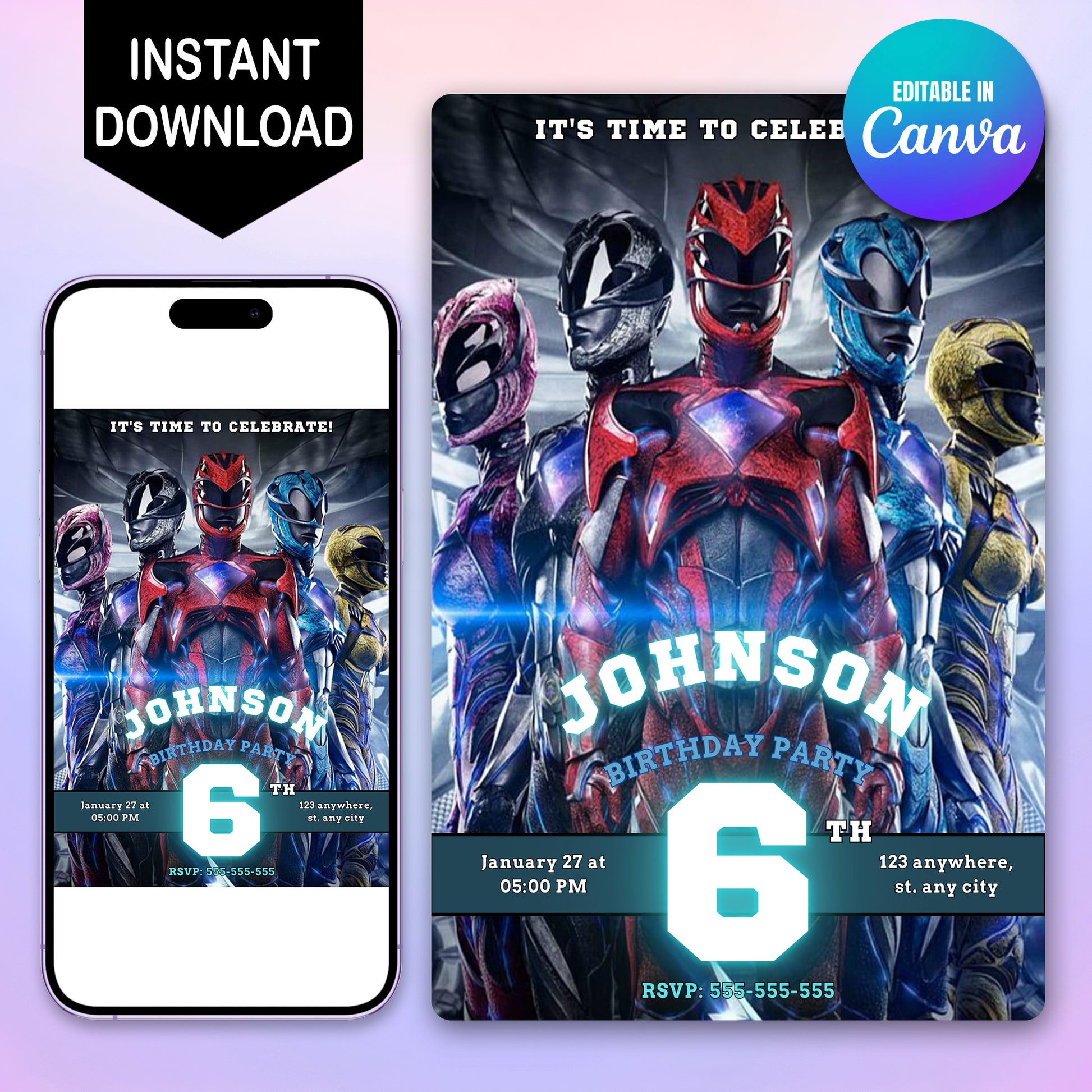 Power Rangers Dino Charge Birthday Invitations - CreativeRino