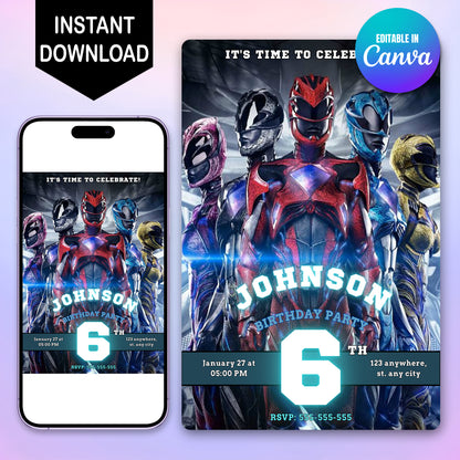 Power Rangers Dino Charge Birthday Invitations - CreativeRino