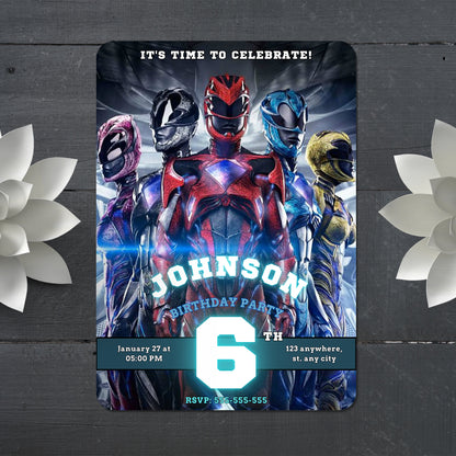 Power Rangers Dino Charge Birthday Invitations - CreativeRino