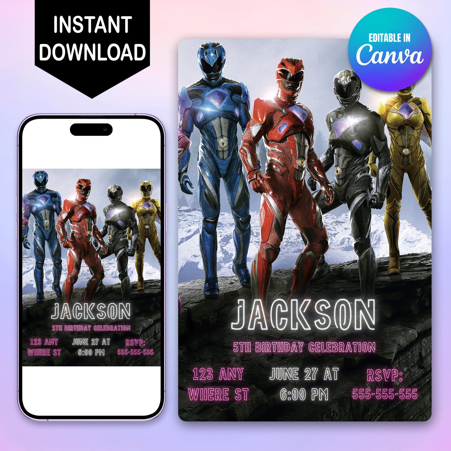 Power Rangers Dino Fury Invitations - CreativeRino