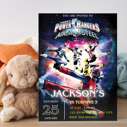 Power Rangers Ninja Steel Birthday Invitations - CreativeRino