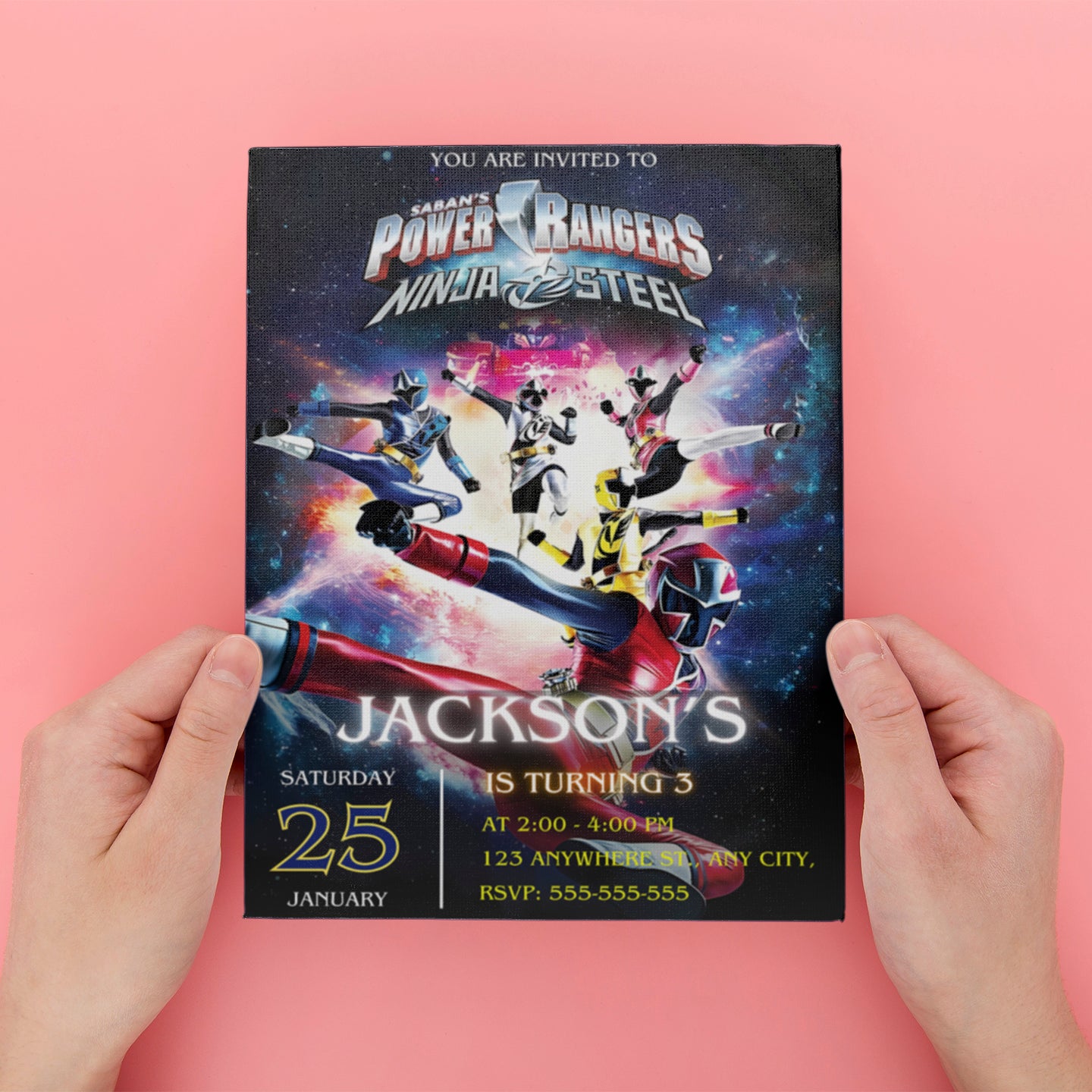 Power Rangers Ninja Steel Birthday Invitations - CreativeRino