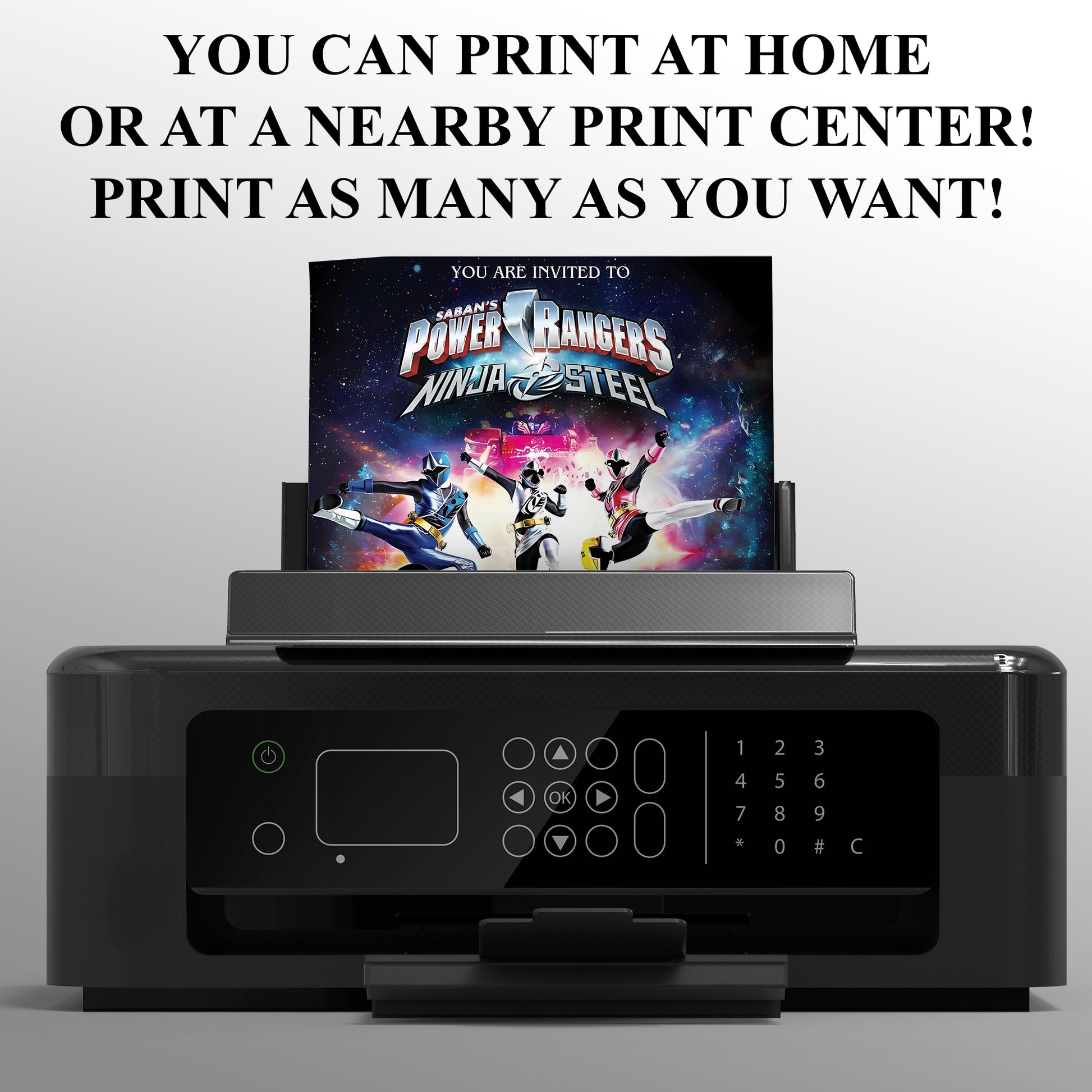 Power Rangers Ninja Steel Birthday Invitations - CreativeRino