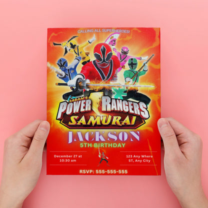 Power Rangers Samurai Birthday Invitations - CreativeRino