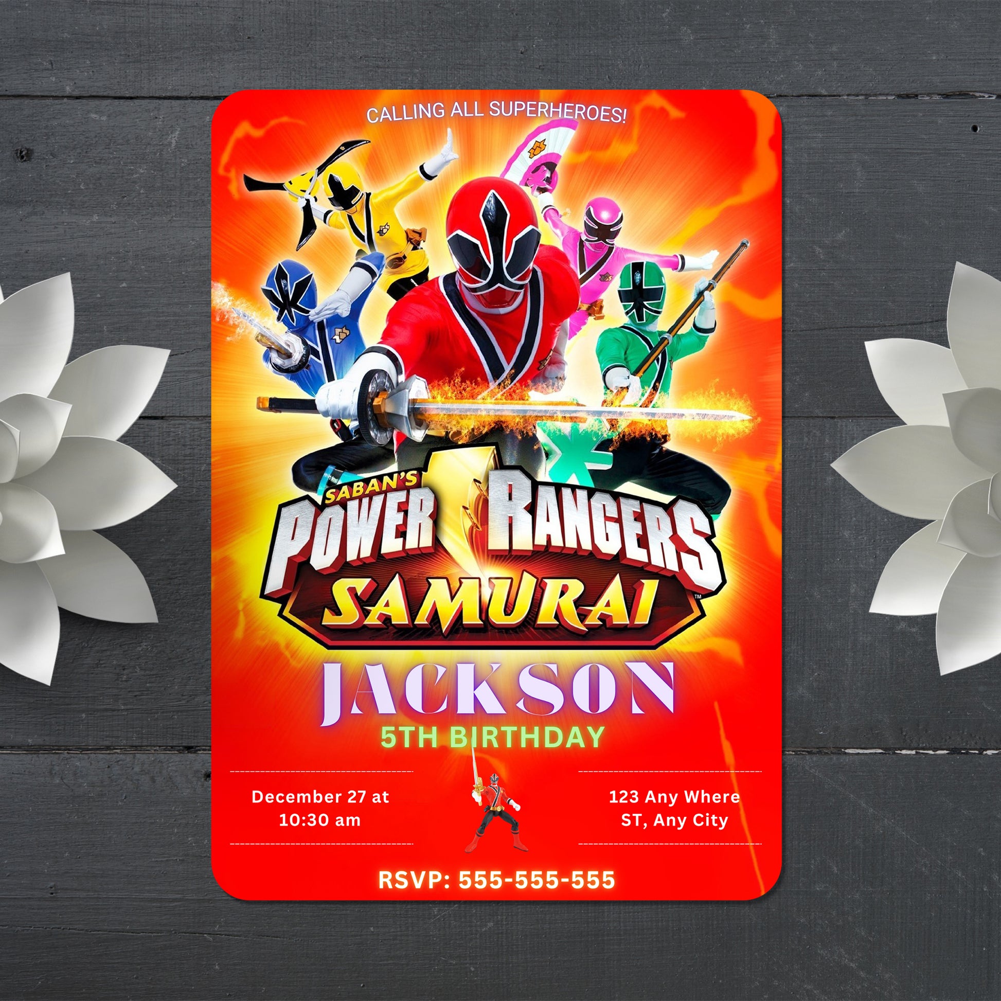 Power Rangers Samurai Birthday Invitations - CreativeRino