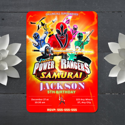Power Rangers Samurai Birthday Invitations - CreativeRino
