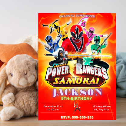 Power Rangers Samurai Birthday Invitations - CreativeRino