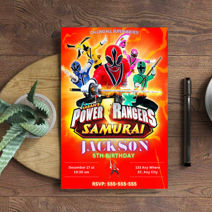 Power Rangers Samurai Birthday Invitations - CreativeRino