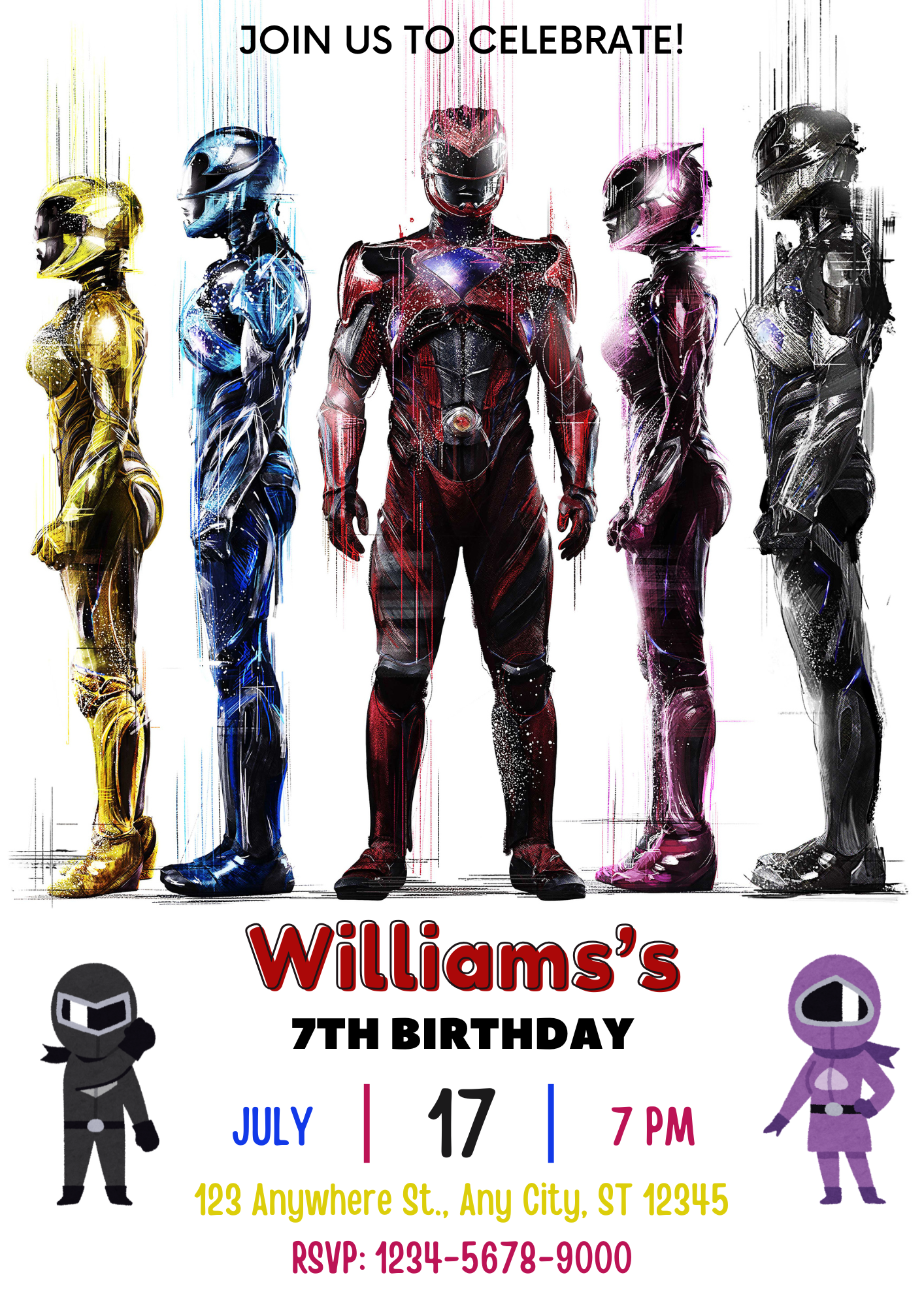 Power Rangers Digital Invitation - CreativeRino