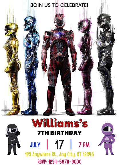 Power Rangers Digital Invitation - CreativeRino