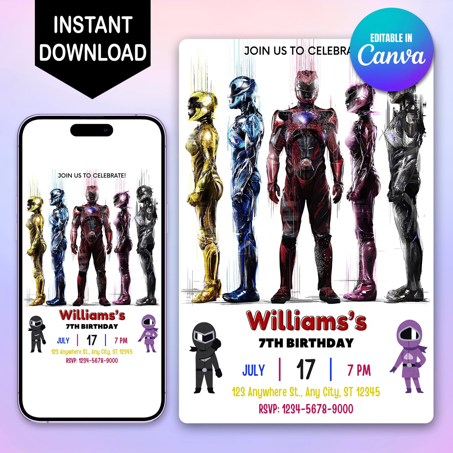 Power Rangers Digital Invitation - CreativeRino