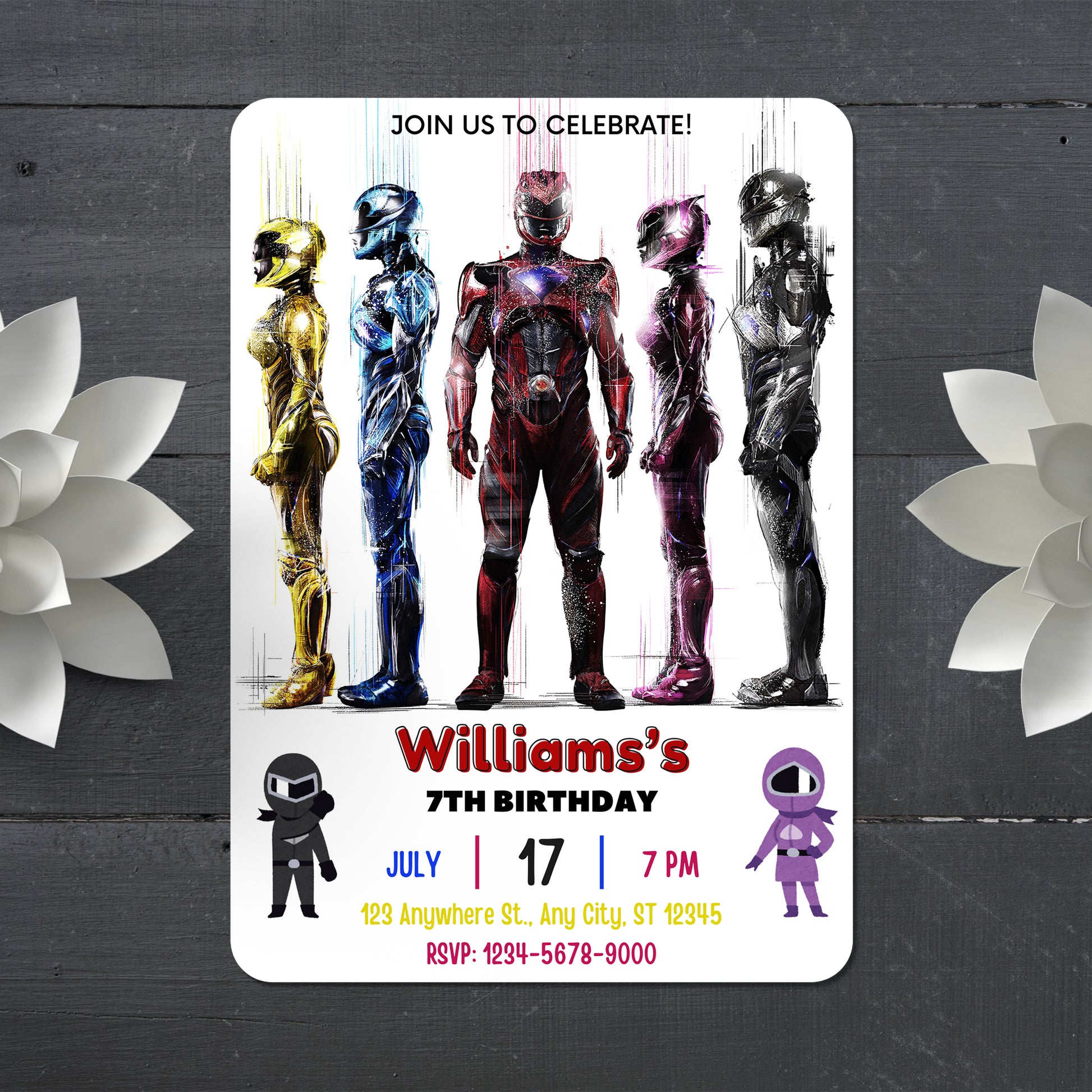 Power Rangers Digital Invitation - CreativeRino