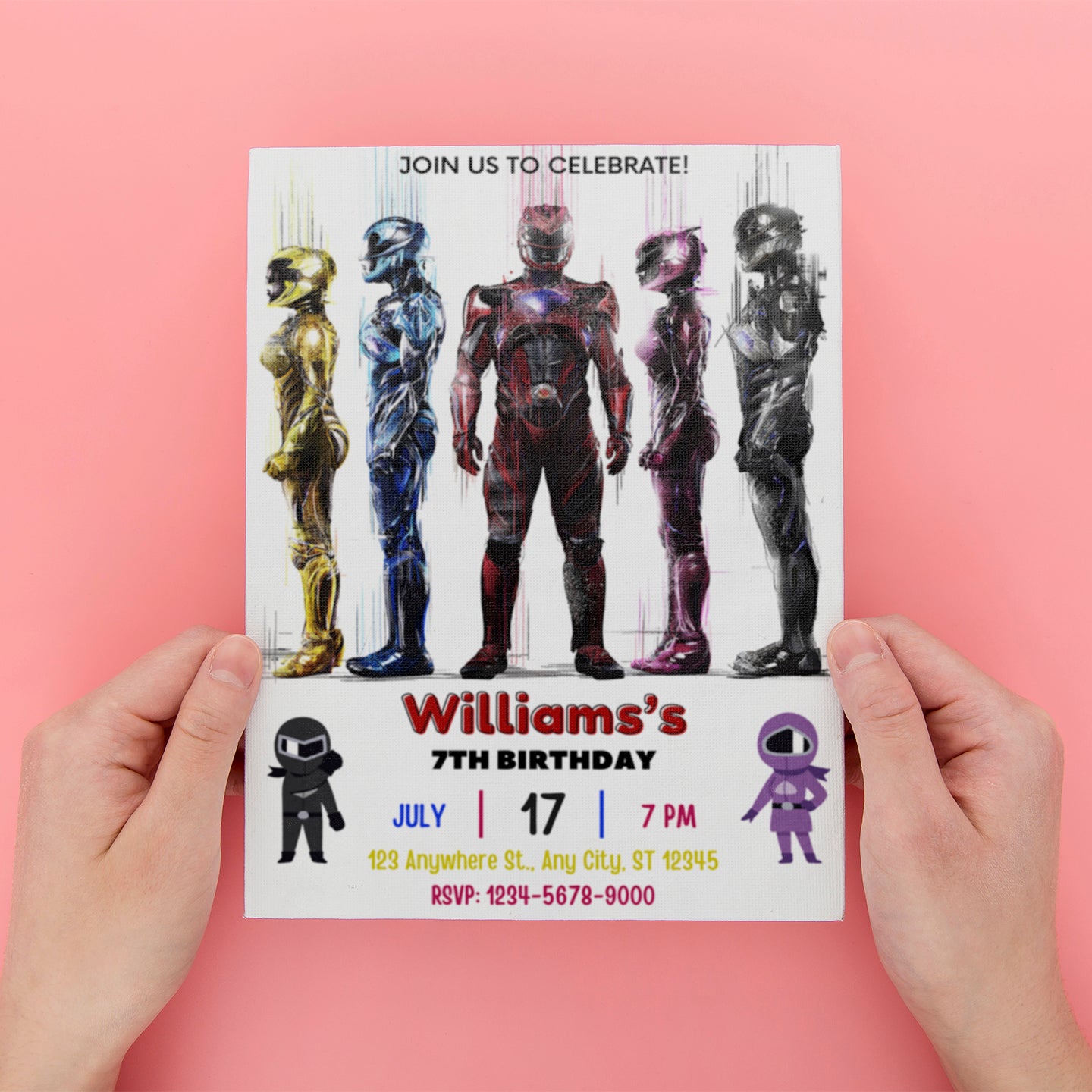 Power Rangers Digital Invitation - CreativeRino
