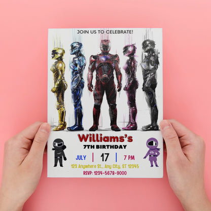 Power Rangers Digital Invitation - CreativeRino