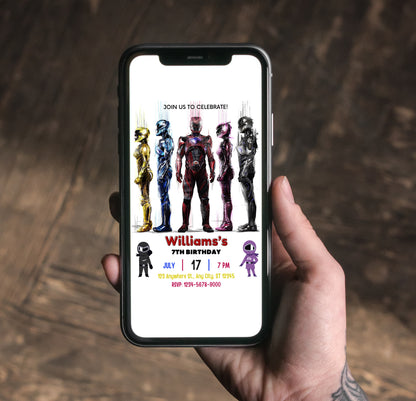 Power Rangers Digital Invitation - CreativeRino