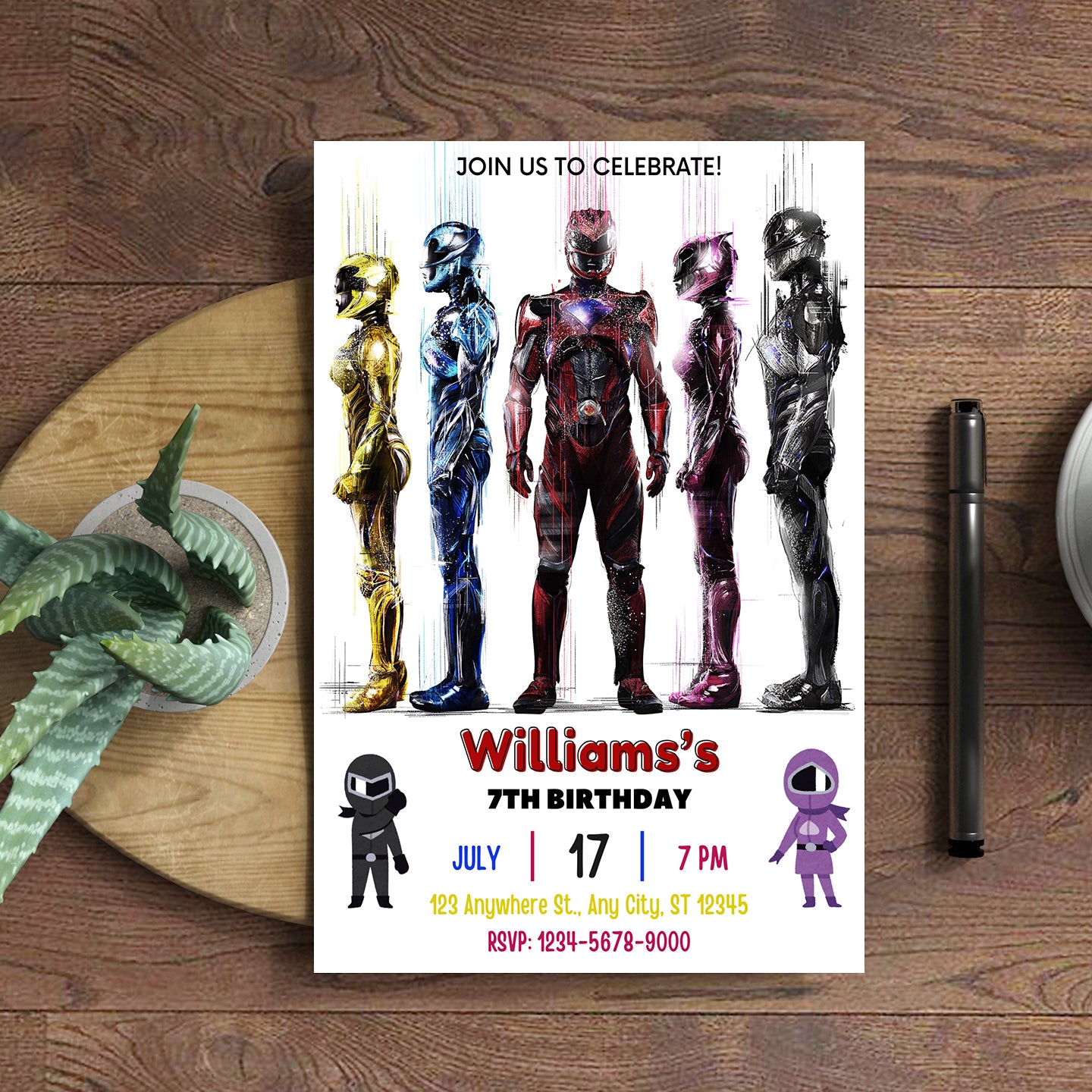Power Rangers Digital Invitation - CreativeRino