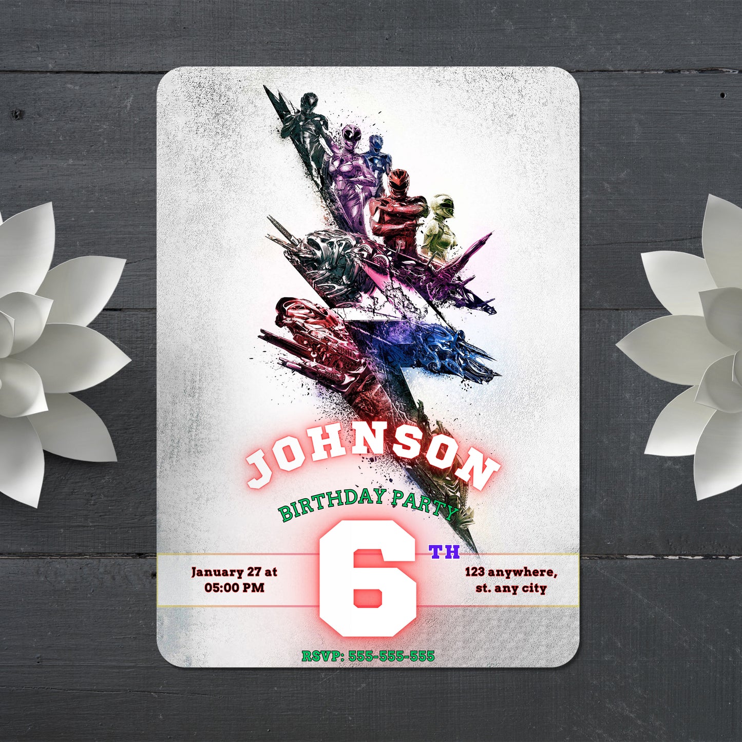 Power Rangers Invitation Card - CreativeRino
