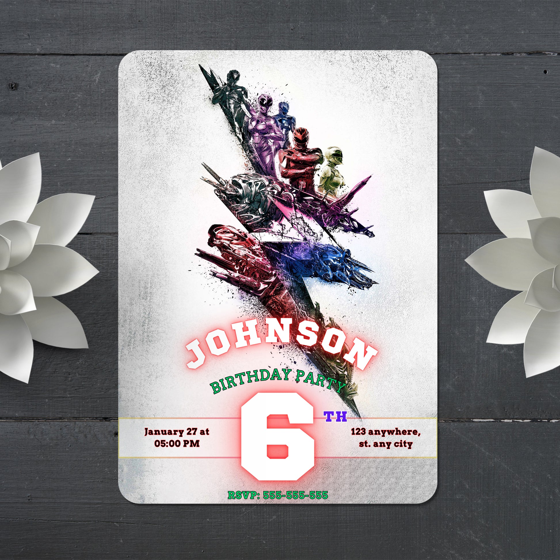 Power Rangers Invitation Card - CreativeRino
