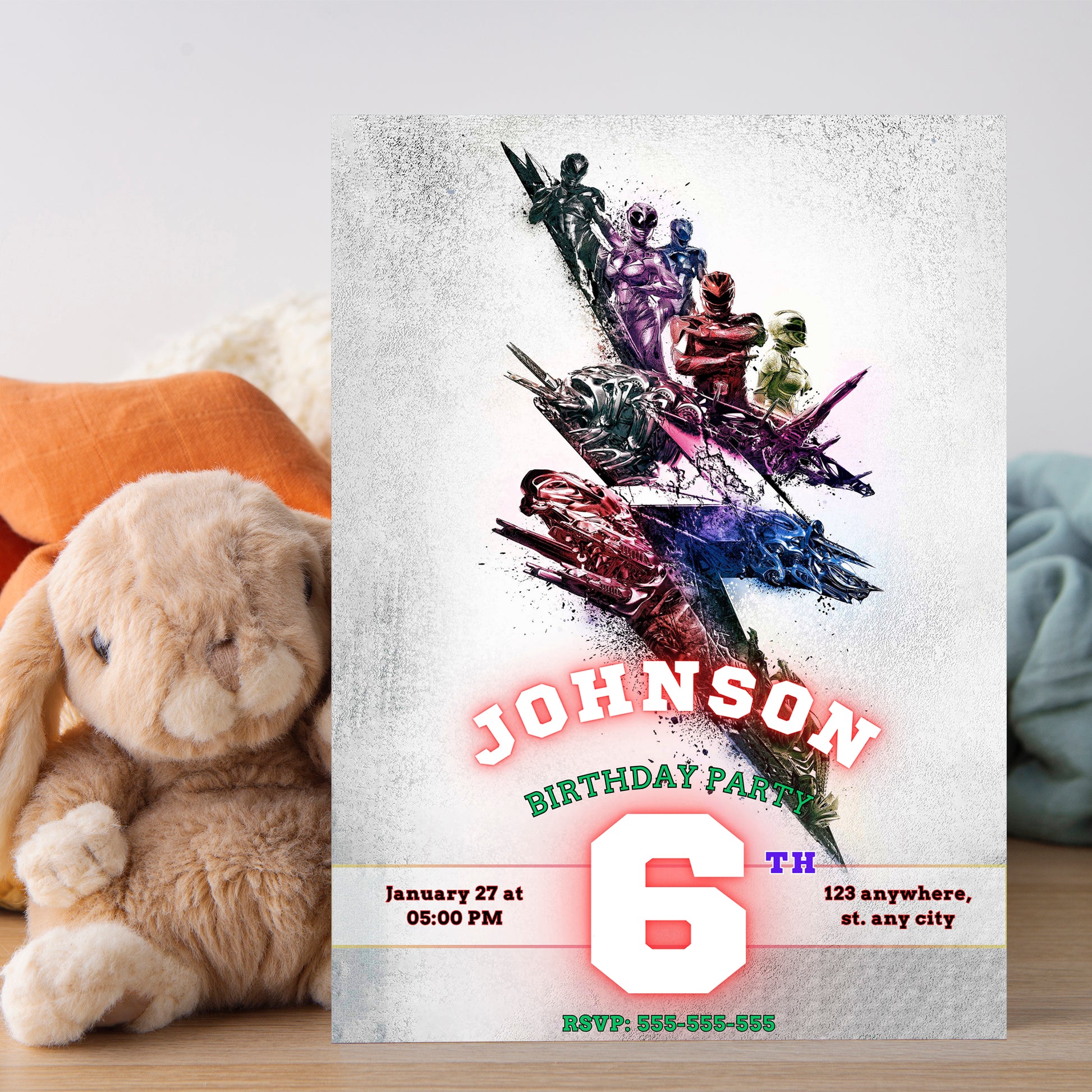 Power Rangers Invitation Card - CreativeRino