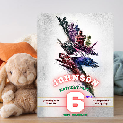 Power Rangers Invitation Card - CreativeRino