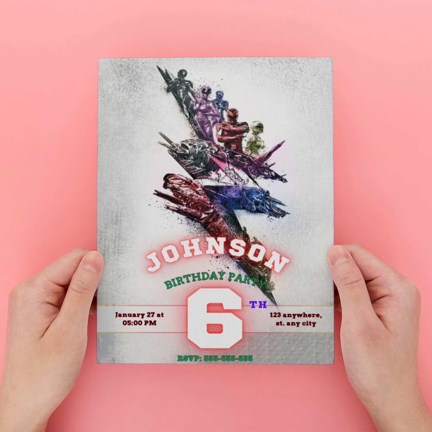 Power Rangers Invitation Card - CreativeRino