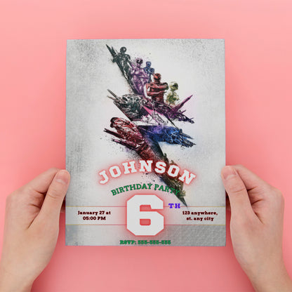Power Rangers Invitation Card - CreativeRino