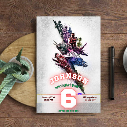 Power Rangers Invitation Card - CreativeRino