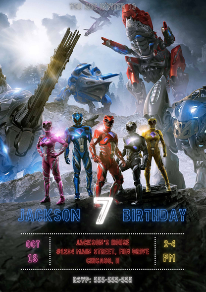 Power Rangers Party Invitations - CreativeRino