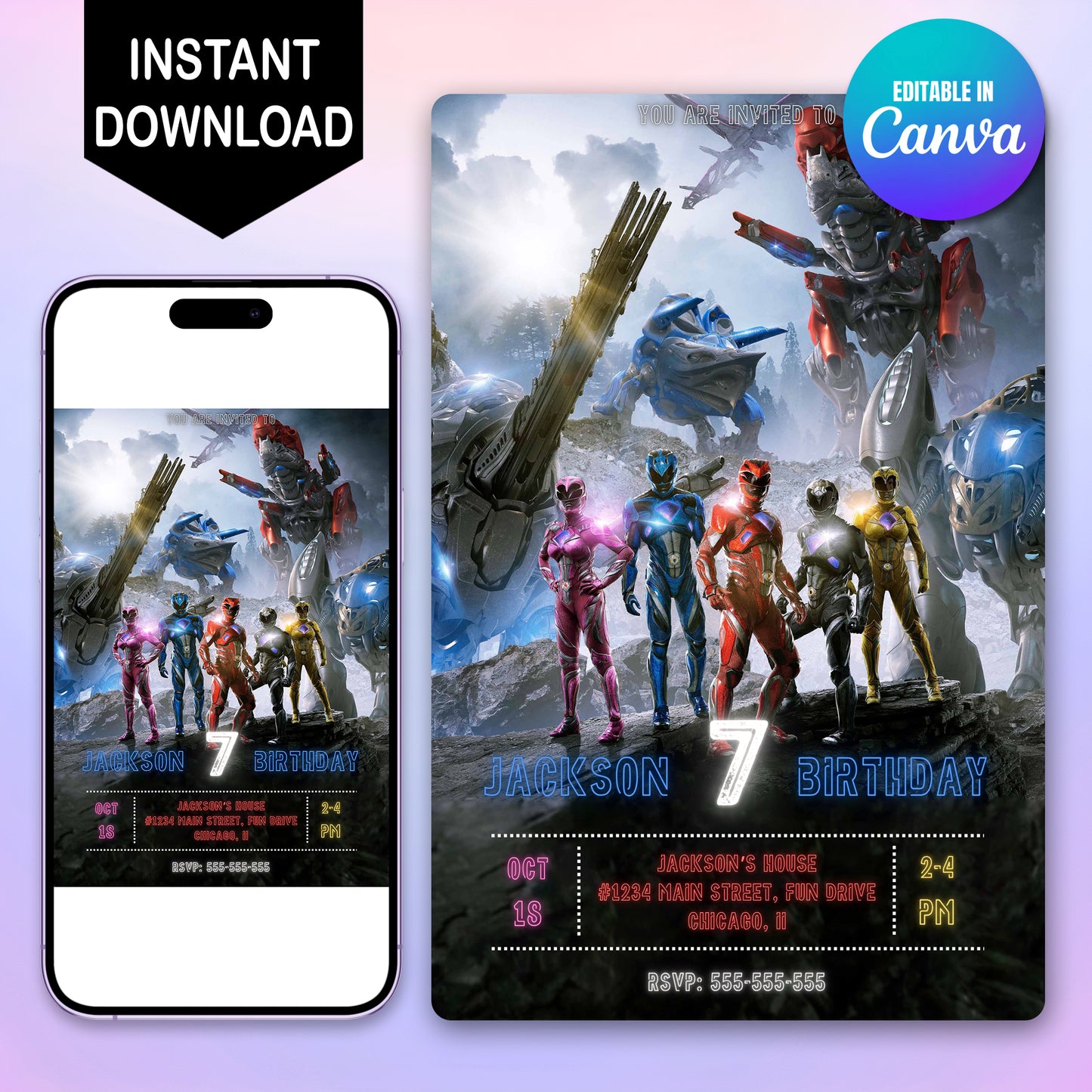 Power Rangers Party Invitations - CreativeRino