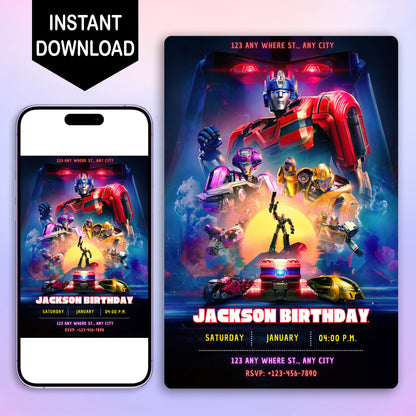 Transformers One Birthday Invitation Template - CreativeRino