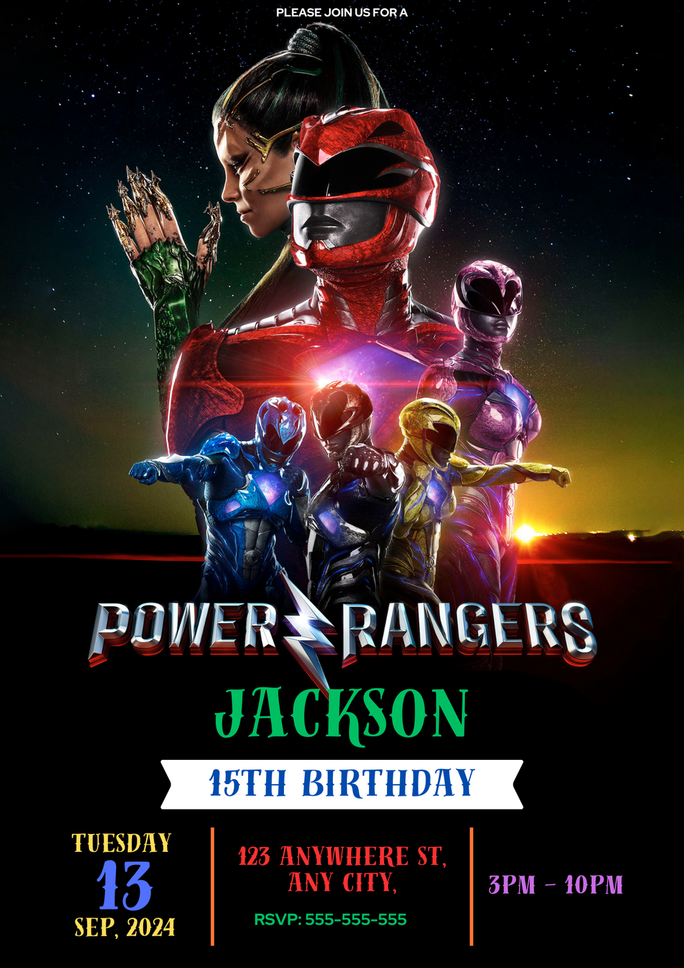 Printable Power Rangers Birthday Invitations – CreativeRino
