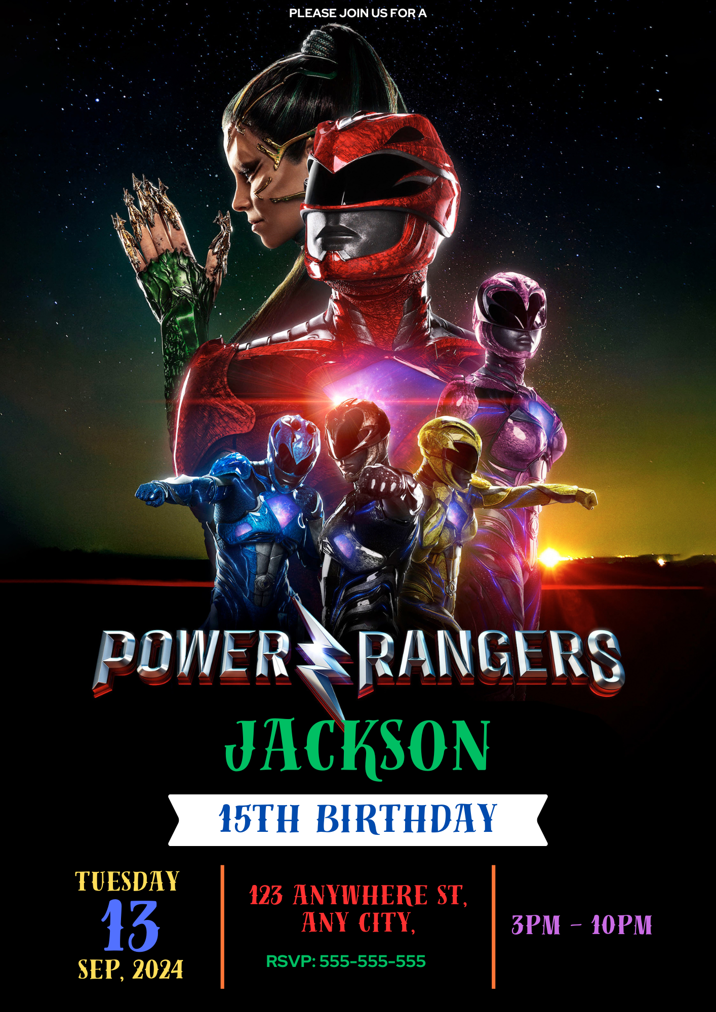 Printable Power Rangers Birthday Invitations - CreativeRino