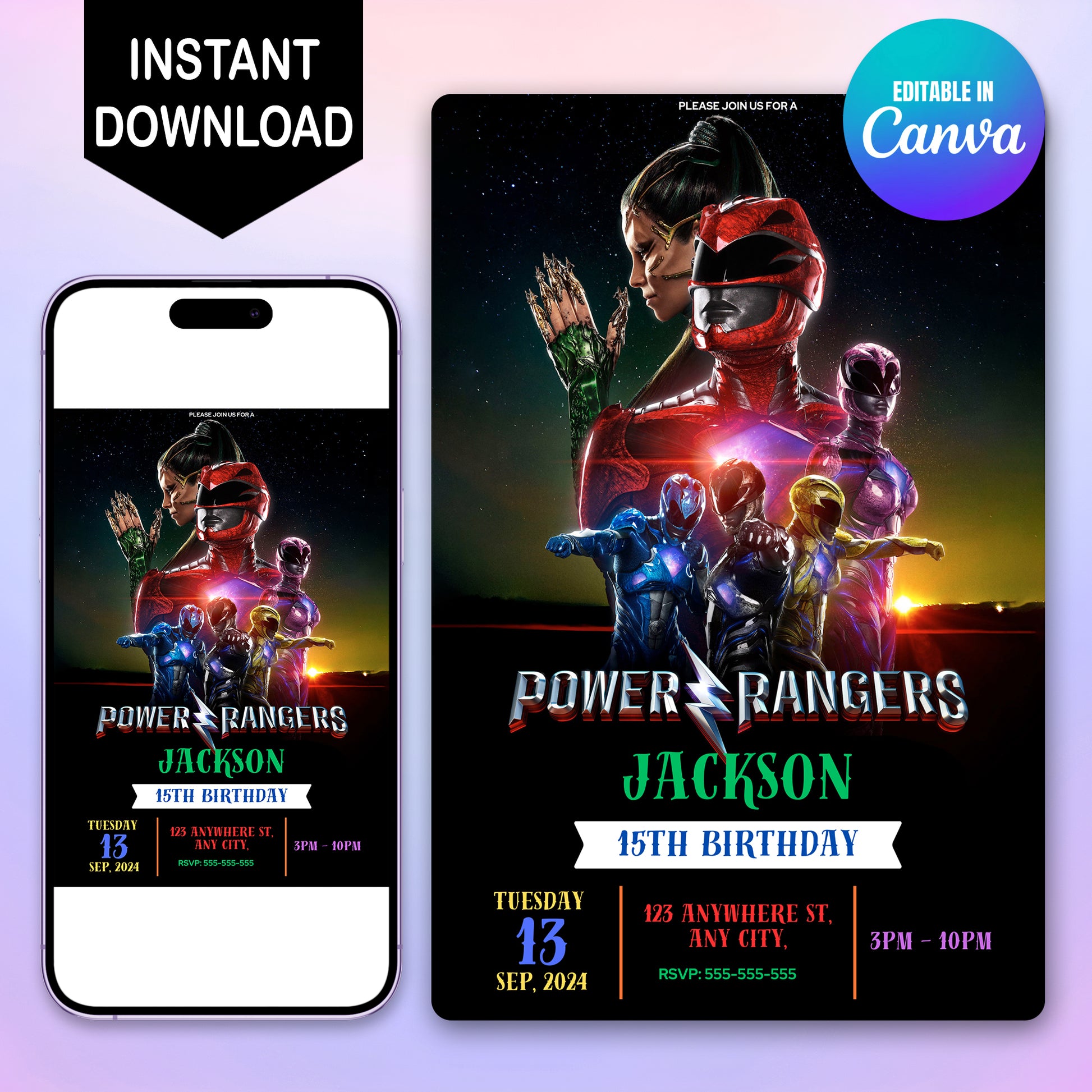 Printable Power Rangers Birthday Invitations - CreativeRino