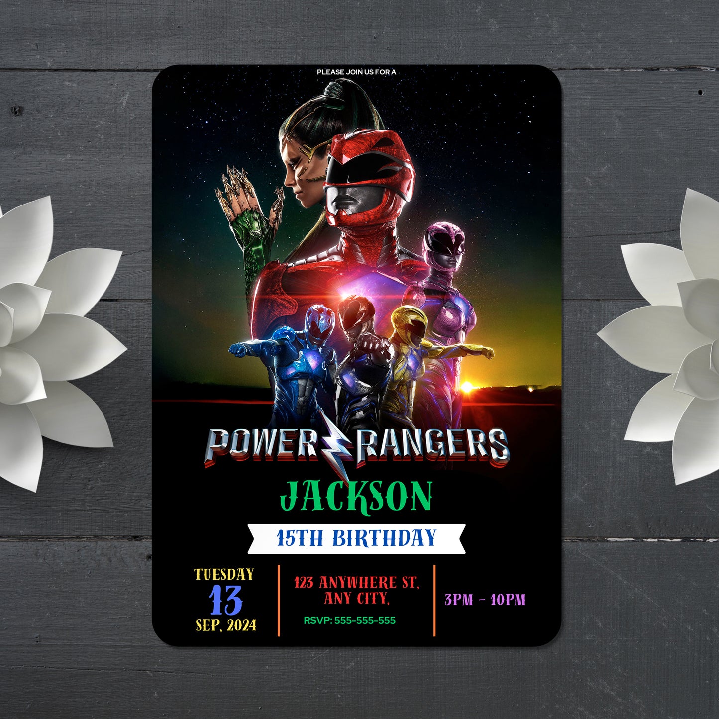 Printable Power Rangers Birthday Invitations - CreativeRino