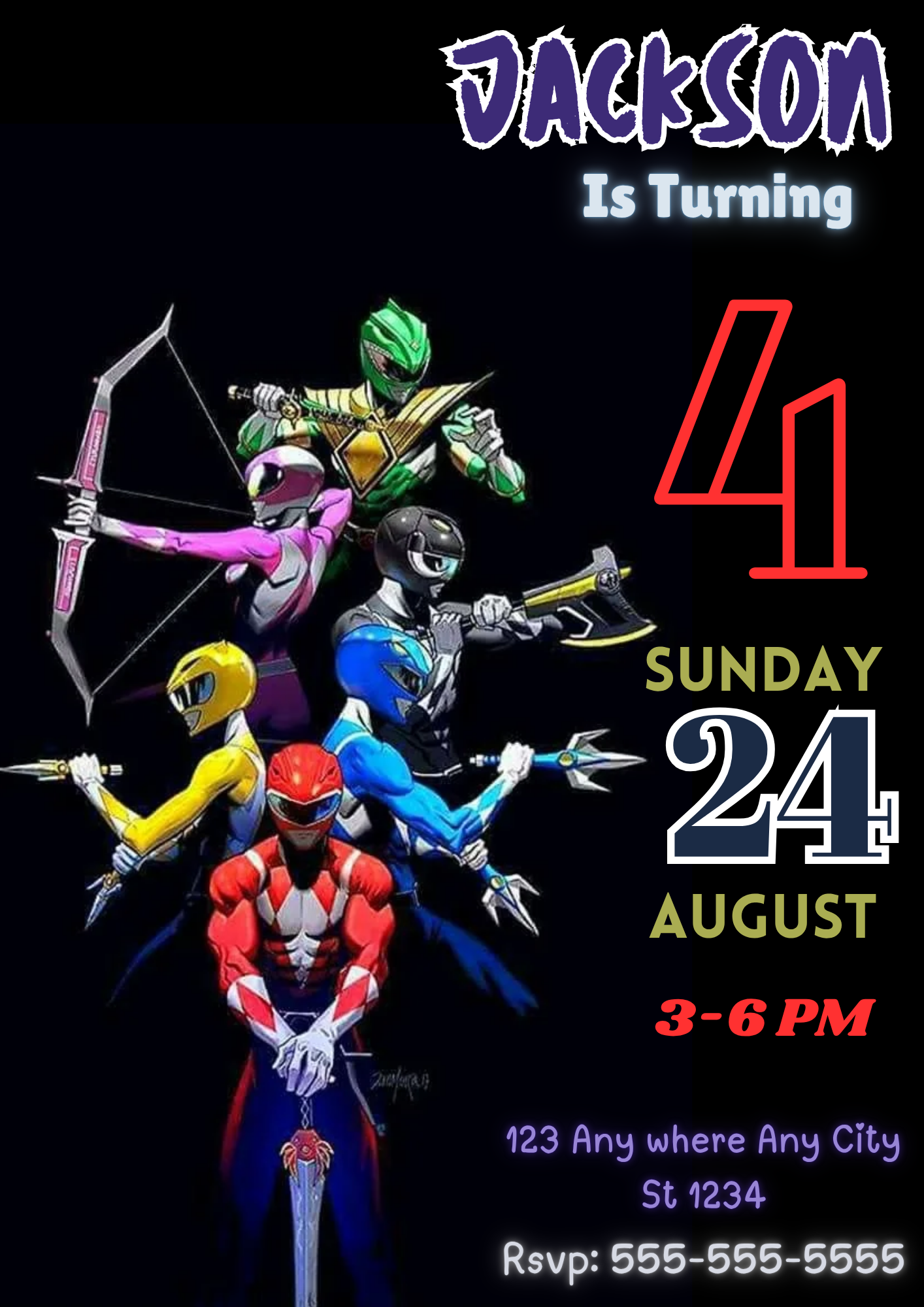 Personalized Power Rangers Birthday Invitations - CreativeRino