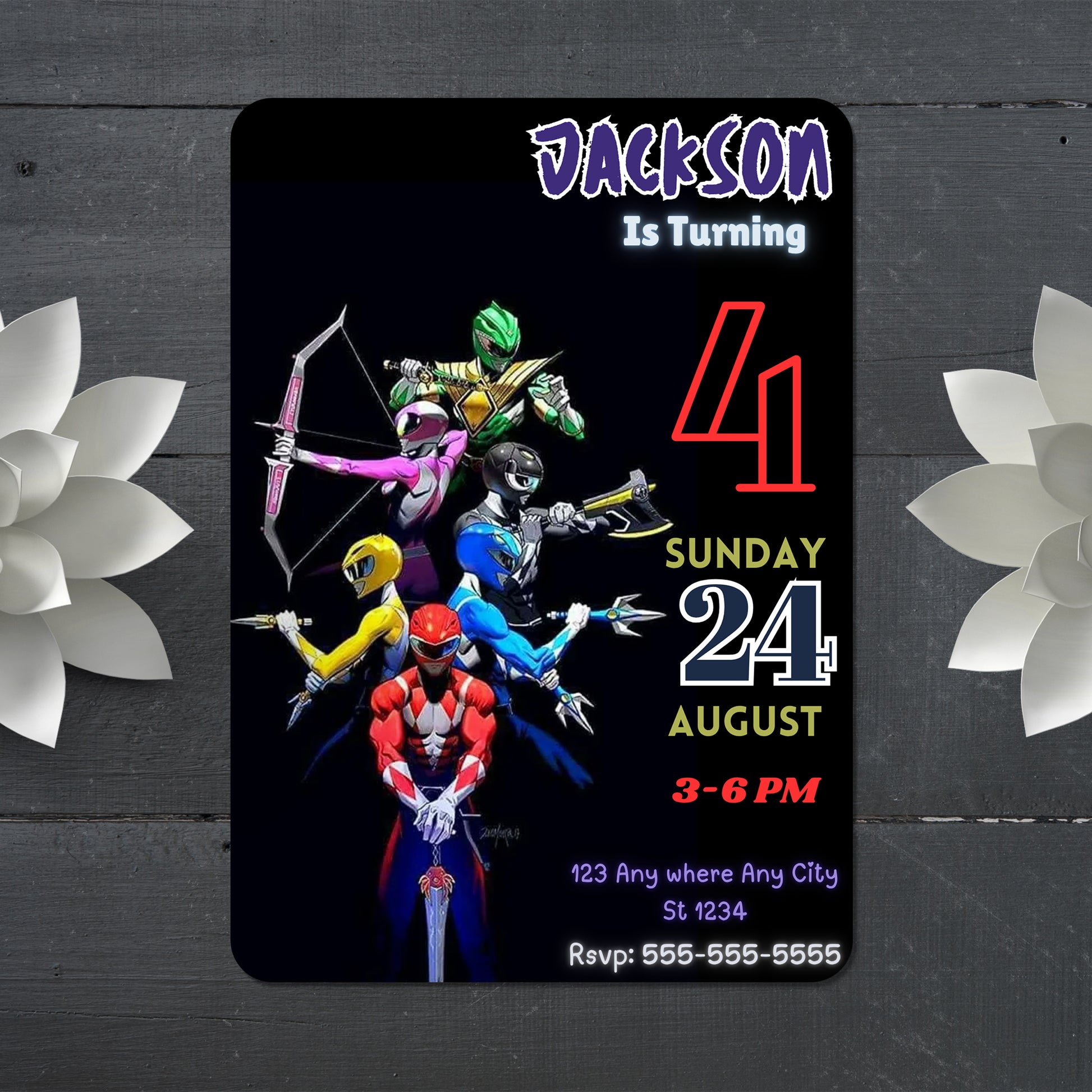 Personalized Power Rangers Birthday Invitations - CreativeRino