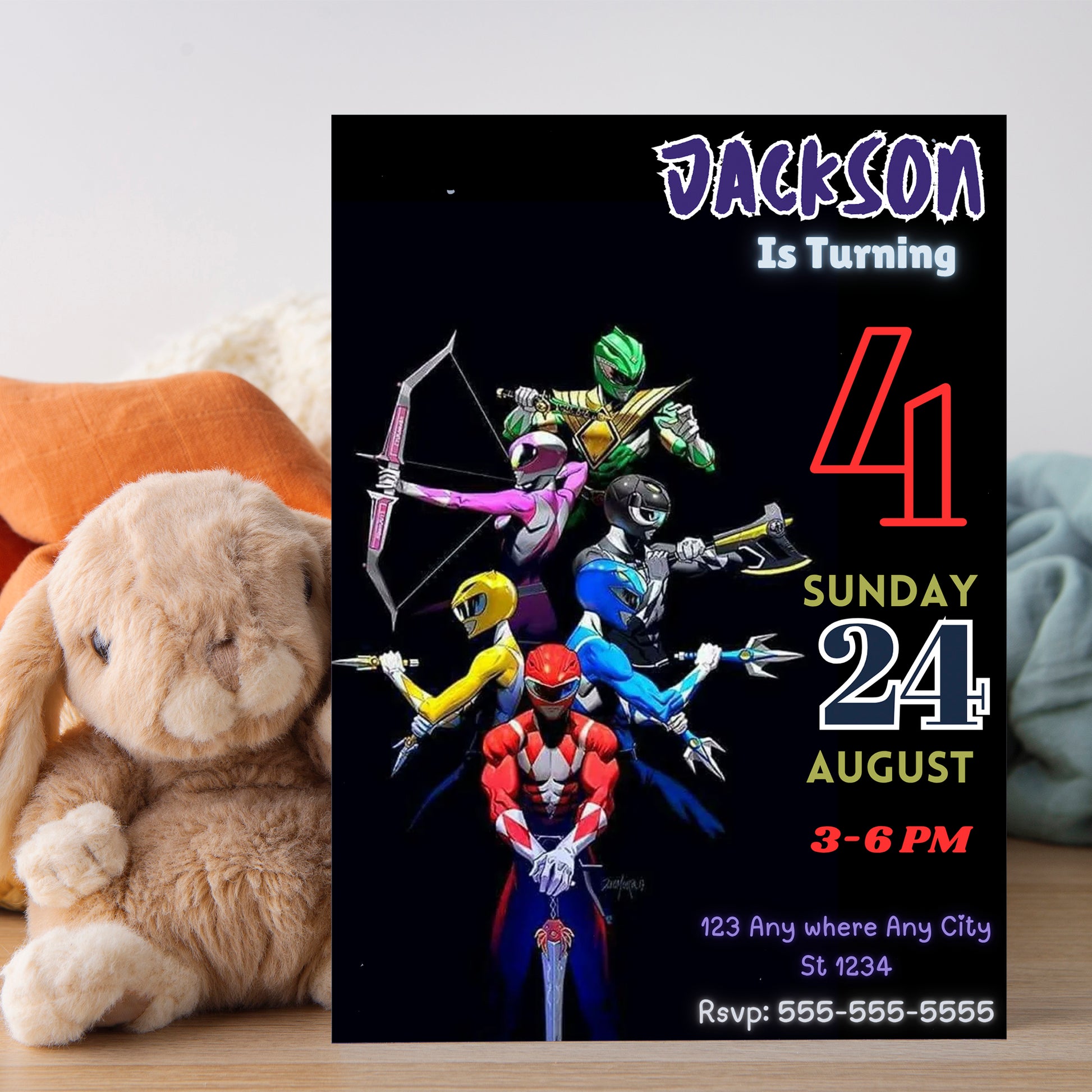 Personalized Power Rangers Birthday Invitations - CreativeRino