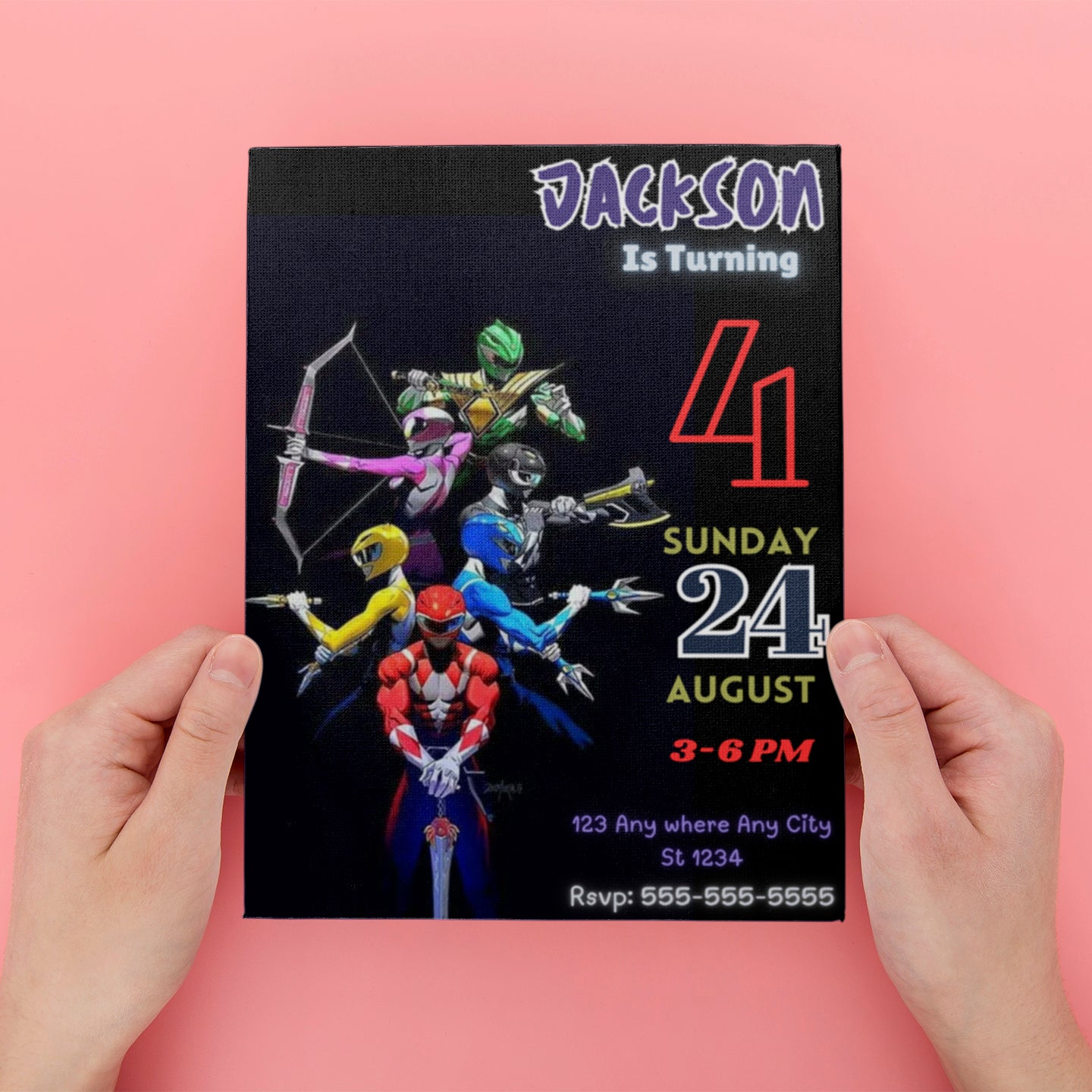 Personalized Power Rangers Birthday Invitations - CreativeRino