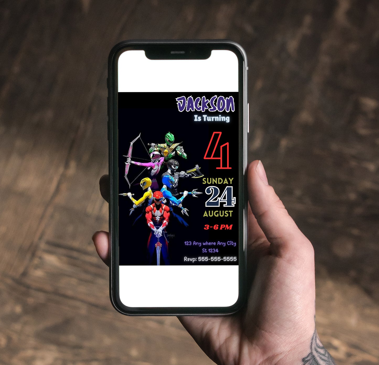Personalized Power Rangers Birthday Invitations - CreativeRino