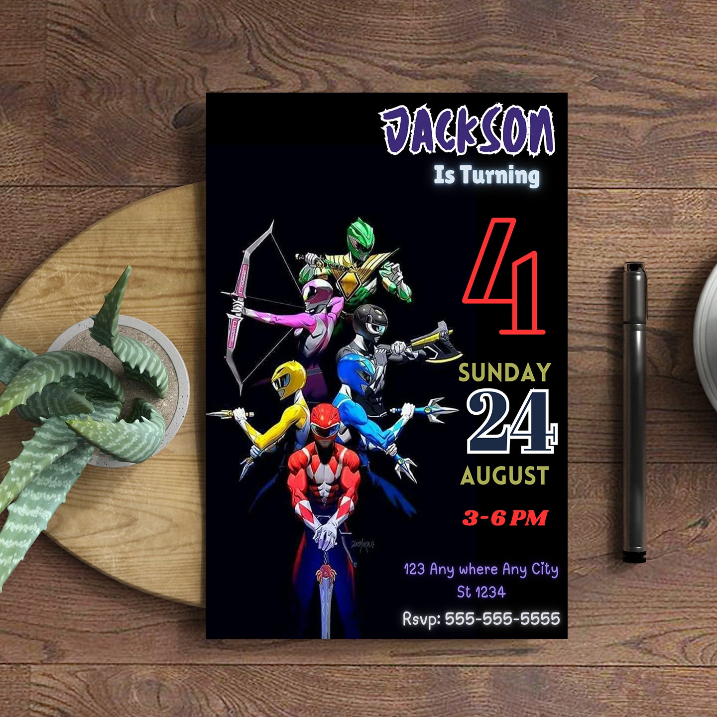 Personalized Power Rangers Birthday Invitations - CreativeRino