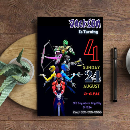 Personalized Power Rangers Birthday Invitations - CreativeRino