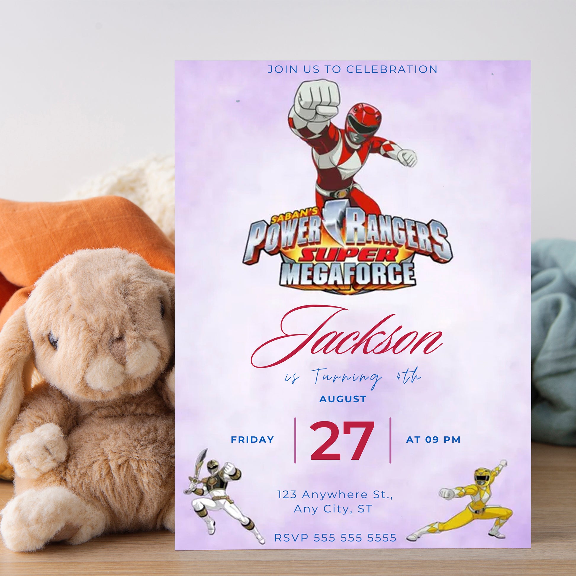 Megaforce Power Rangers Birthday Invitations - CreativeRino